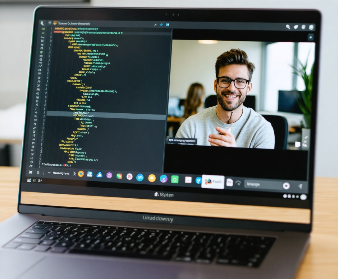 Ein Mentor und ein Schüler in einer intensiven Video-Mentoring-Session